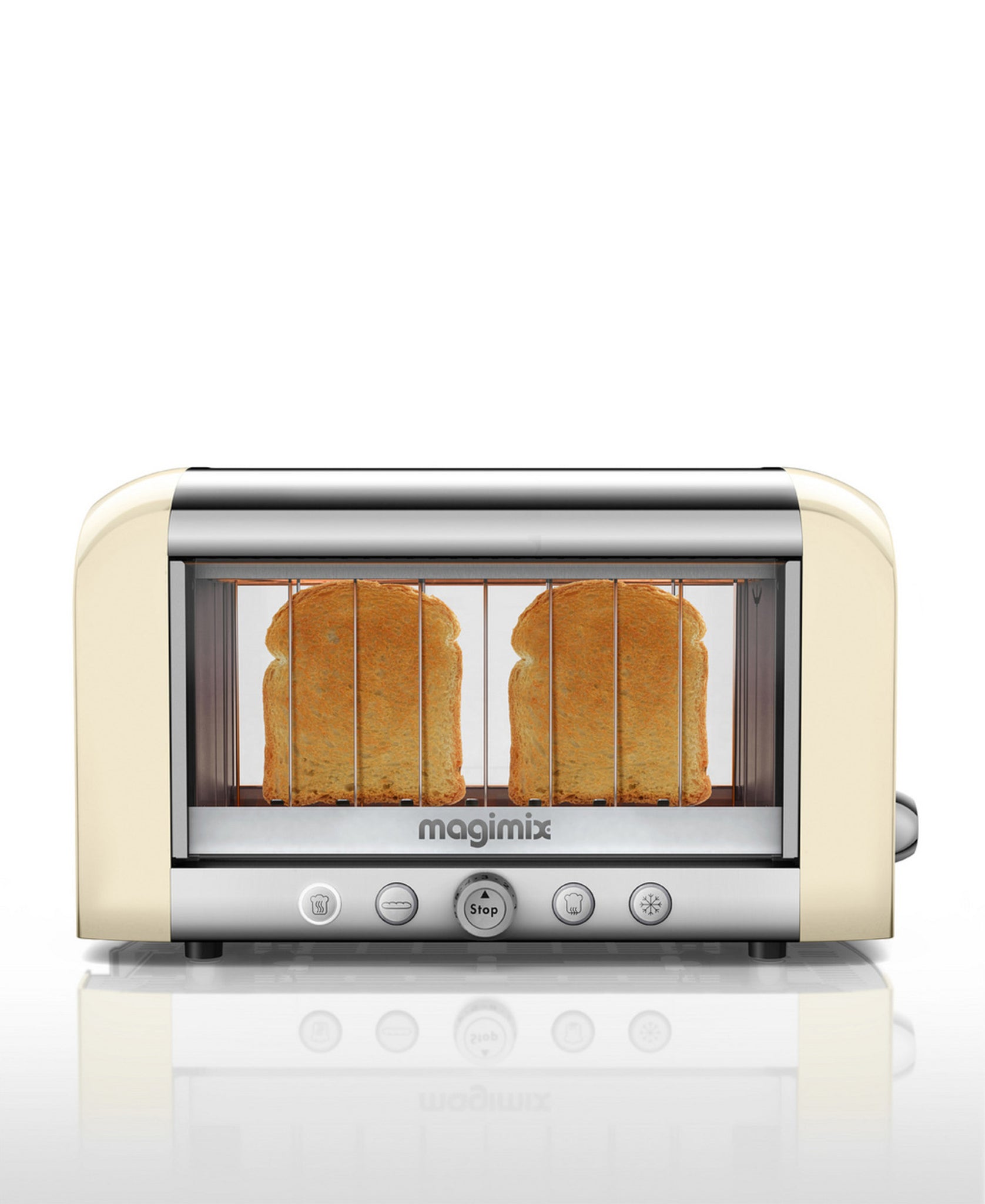 Magimix Vision 2 Slice Glass Toaster - Cream