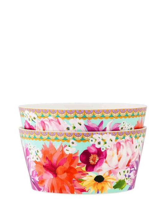 Maxwell & Williams T's & C's Dahlia Daze Bowl 12cm 2 piece Sky Gift Boxed
