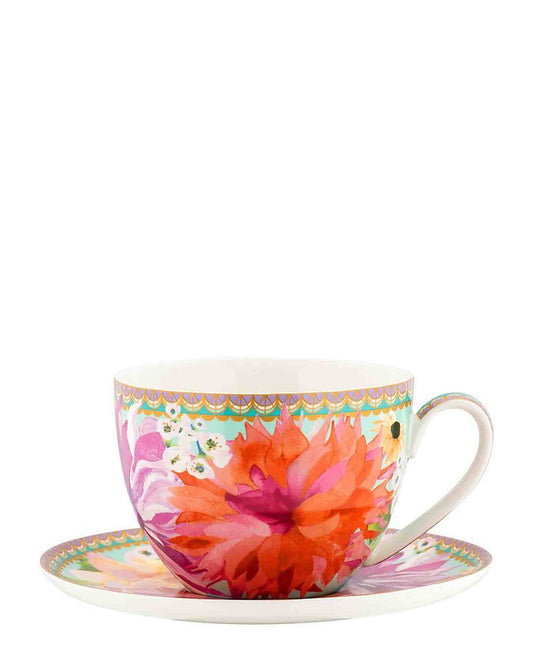 Maxwell & Williams Teas & C's Dahlia Daze Breakfast 400ml Cup & Saucer