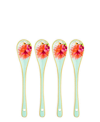 Maxwell & Williams T's & C's Dahlia Daze Ceramic Teaspoon 4 piece Sky Gift Boxed