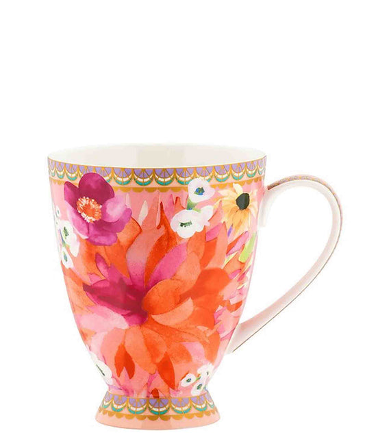 Maxwell & Williams Ts & C's Dahlia Daze Footed Mug 300ML Pink Gift Boxed