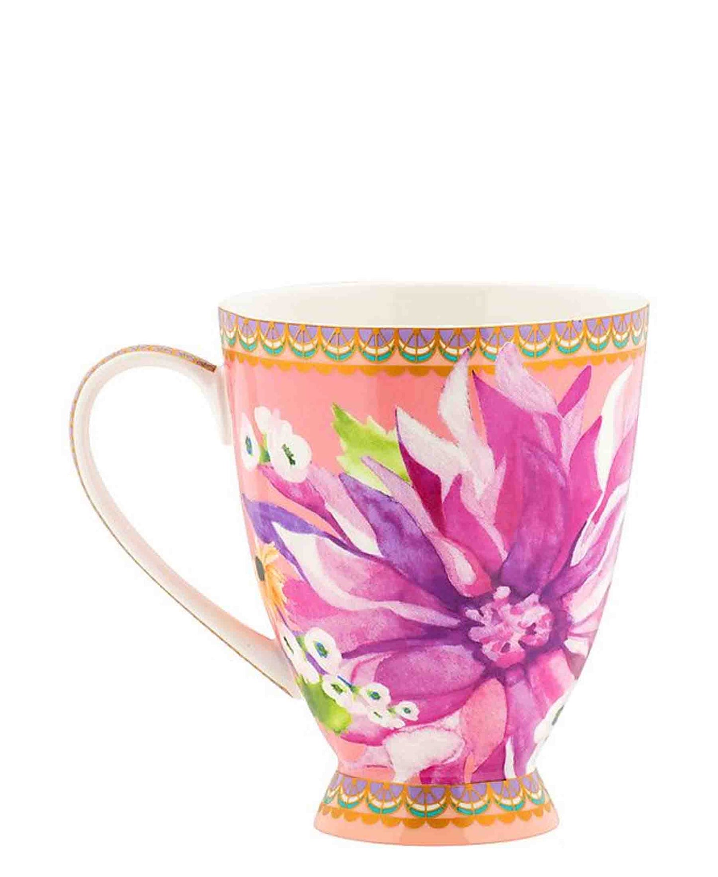 Maxwell & Williams Ts & C's Dahlia Daze Footed Mug 300ML Pink Gift Boxed