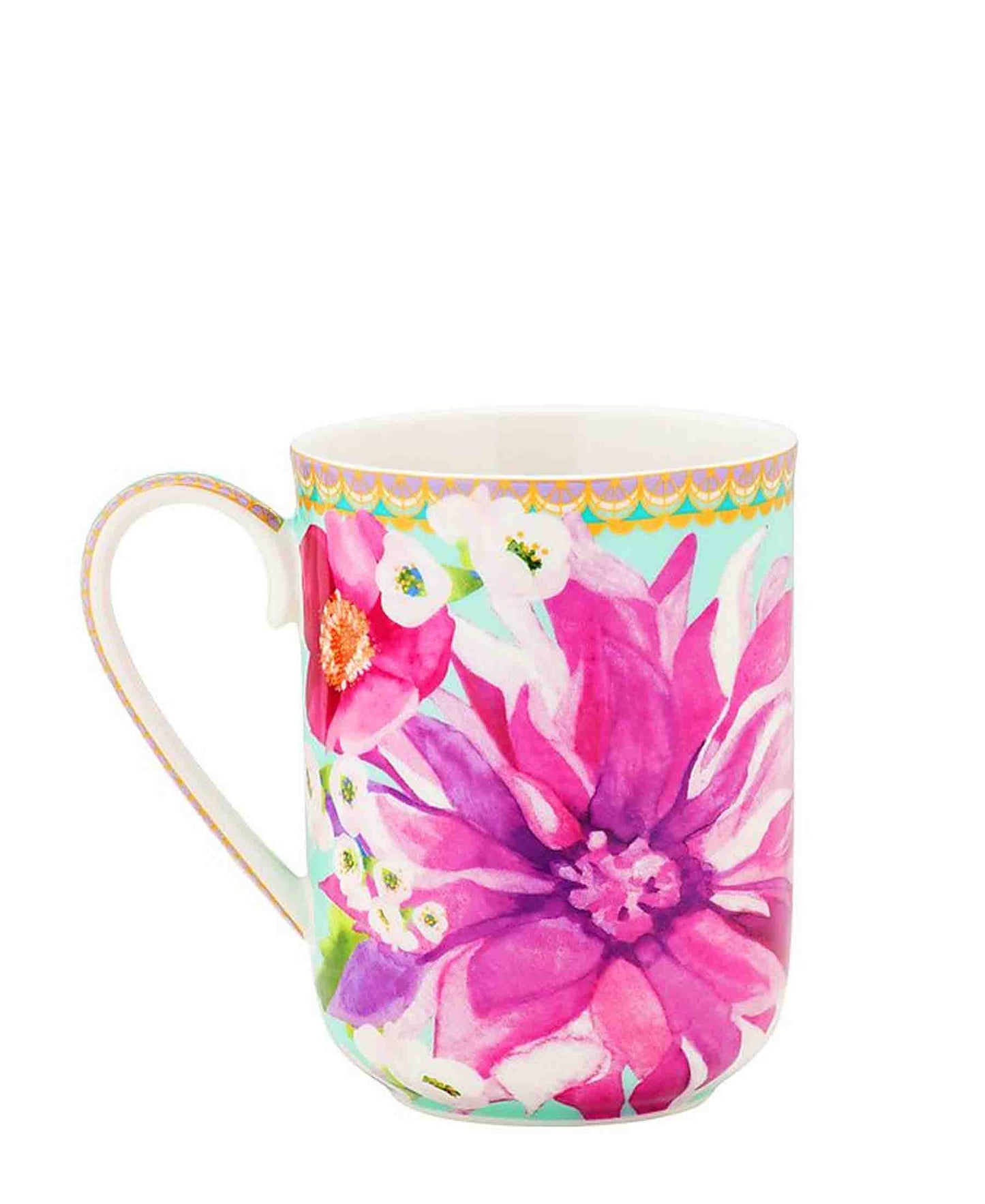 Maxwell & Williams Teas & C's Dahlia Daze Lidded Mug With Infuser 340ML Sky Gift Boxed
