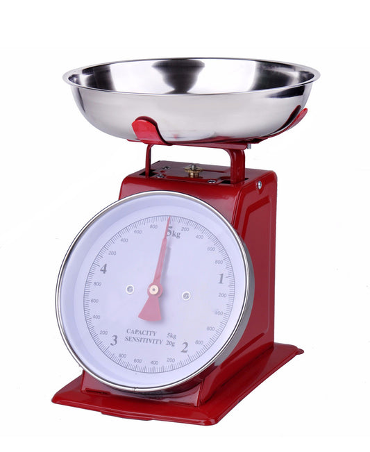 Mechanical Kitchen Scale 5kg withl Bowl - Red