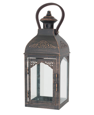 Urban Decor Walnut Antique 36cm Lantern - Black