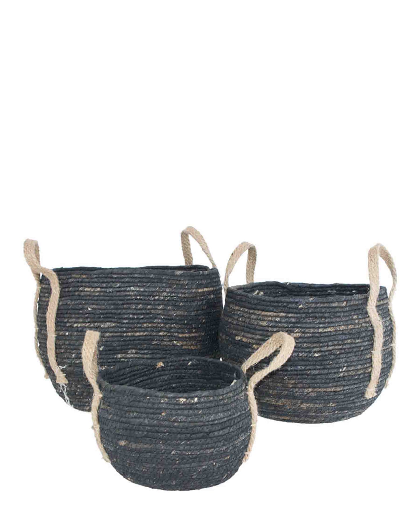 Urban Decor 3 Piece Storage Basket With Strap - Black