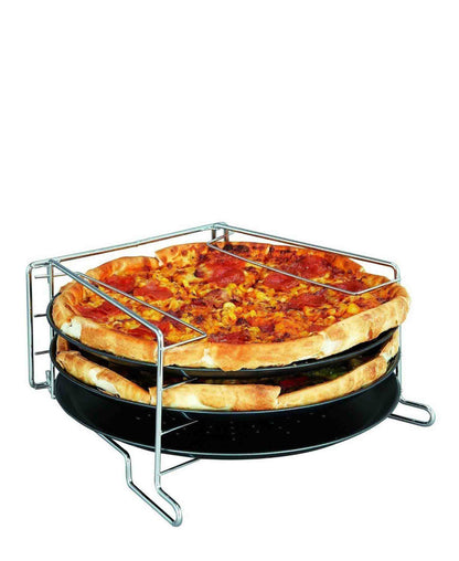 Excellent Houseware Non Stick 4 Piece Stackable Pizza Pan & Stand - Grey