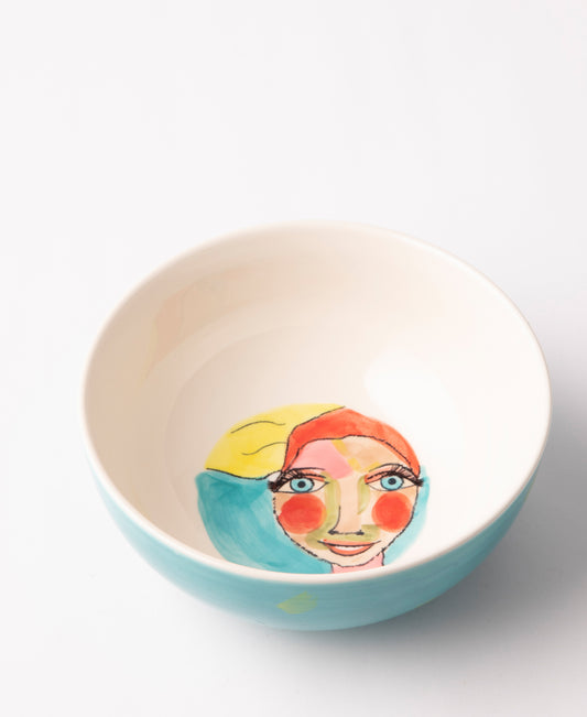 Olivia Artist Lady Cereal Bowl - Blue & White