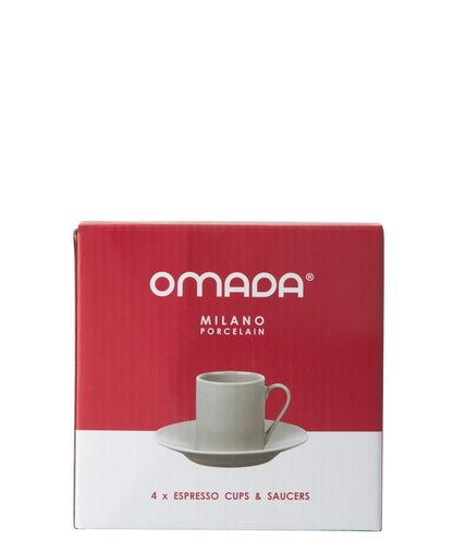 Omada Maxim Espresso Cup & Saucer 4 Piece - Light Grey