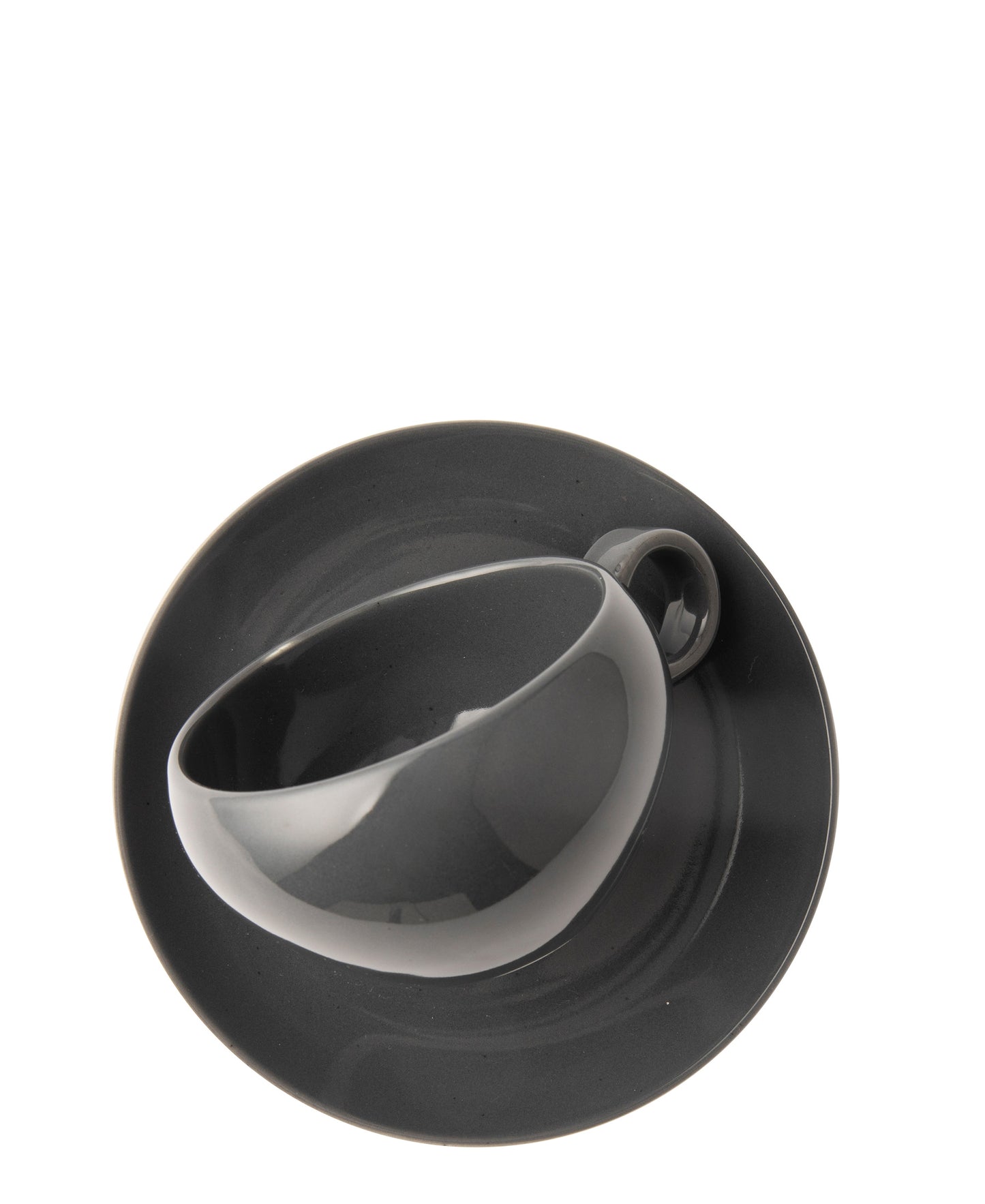 Omada Irregular Cup & Saucer - Dark Grey