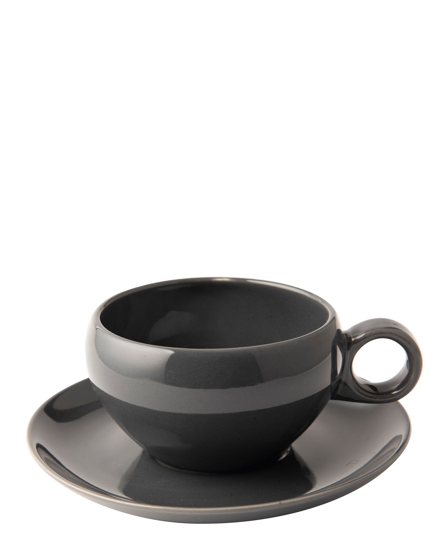 Omada Irregular Cup & Saucer - Dark Grey