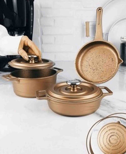 OMS 2-Piece 14cm Non-Stick Casting Pot with Lid - Copper