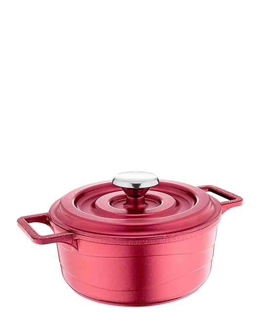 OMS 2-Piece 14cm Non-Stick Casting Pot with Lid - Red