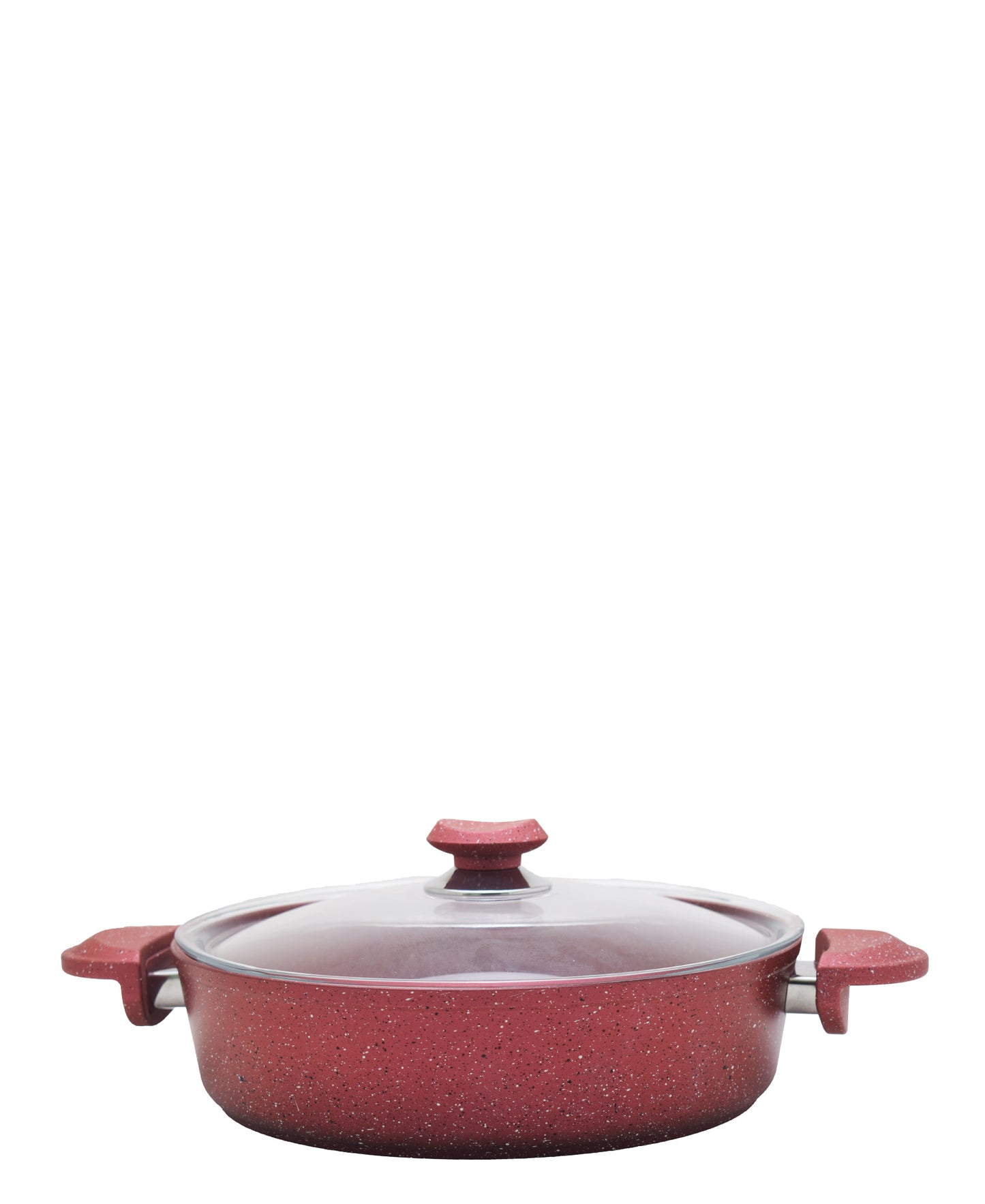 OMS 28cm Granite Shallow Pot - Red