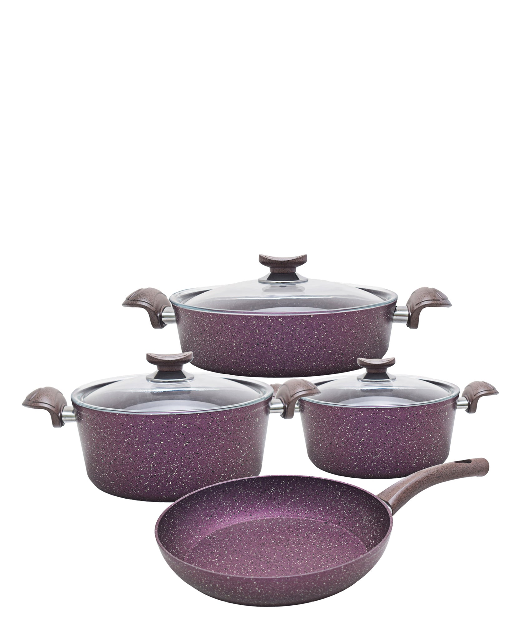 OMS 7 Piece Granite Cookware Pot Set - Purple