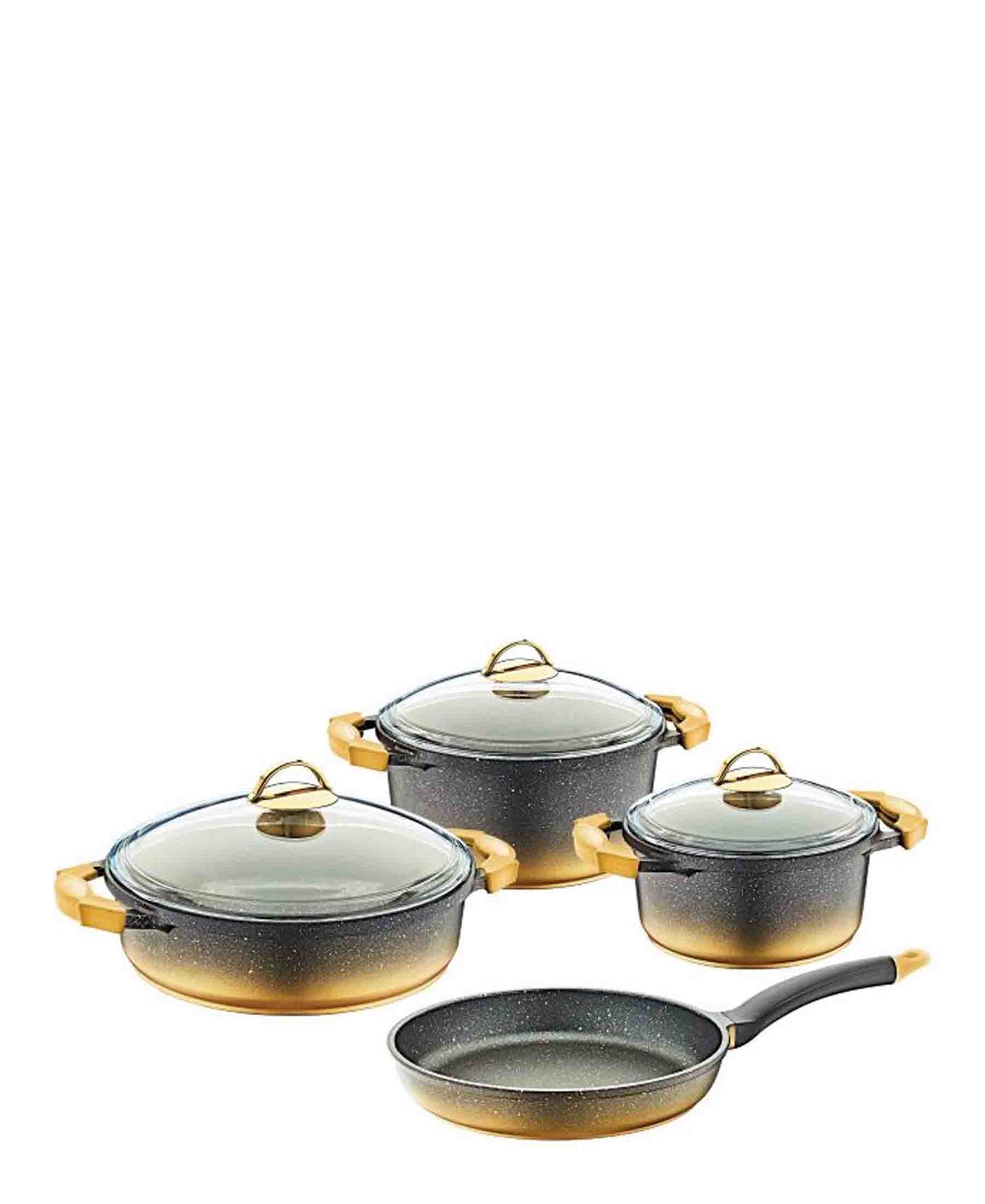 OMS 7 Piece Granite Cookware Pot Set - Gold