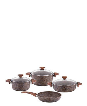 OMS 7 Piece Stoneware Cookware Pot Set - Brown