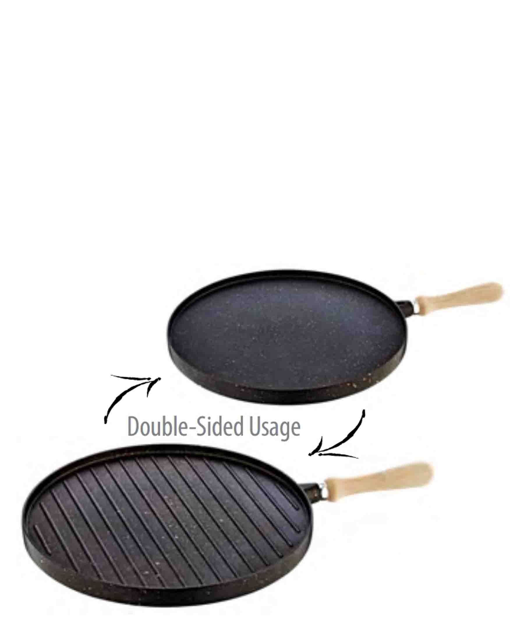 OMS Granite Non Stick Double Sided Grill/Pancake Pan - Black