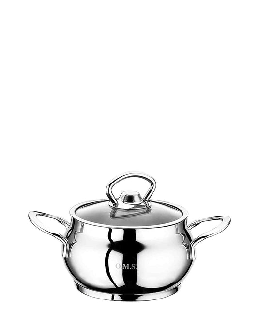 OMS Mini 14 x 6cm Stainless Steel Belly Shaped Casserole - Silver