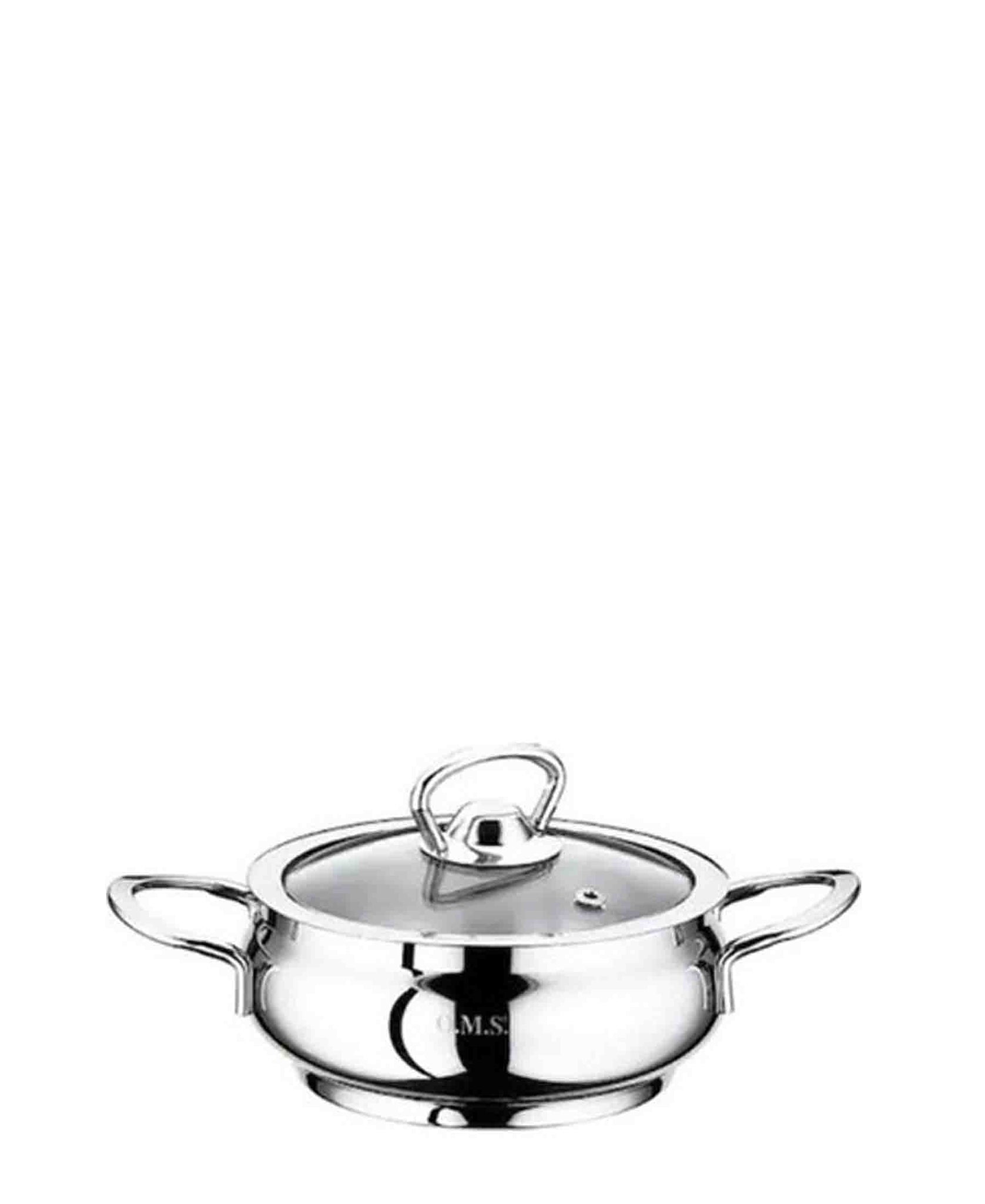 OMS Mini 16 x 6cm Stainless Steel Belly Shaped Casserole - Silver