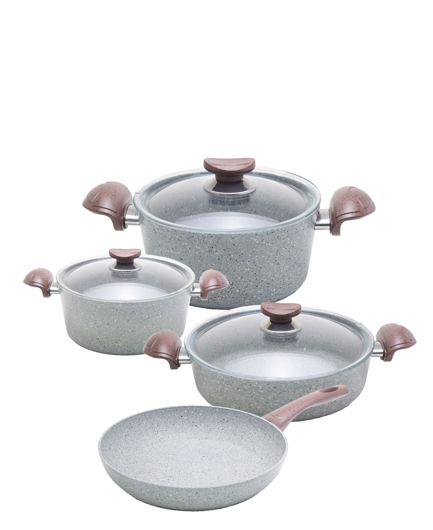 OMS 7 Piece Granite Cookware Pot Set - Grey