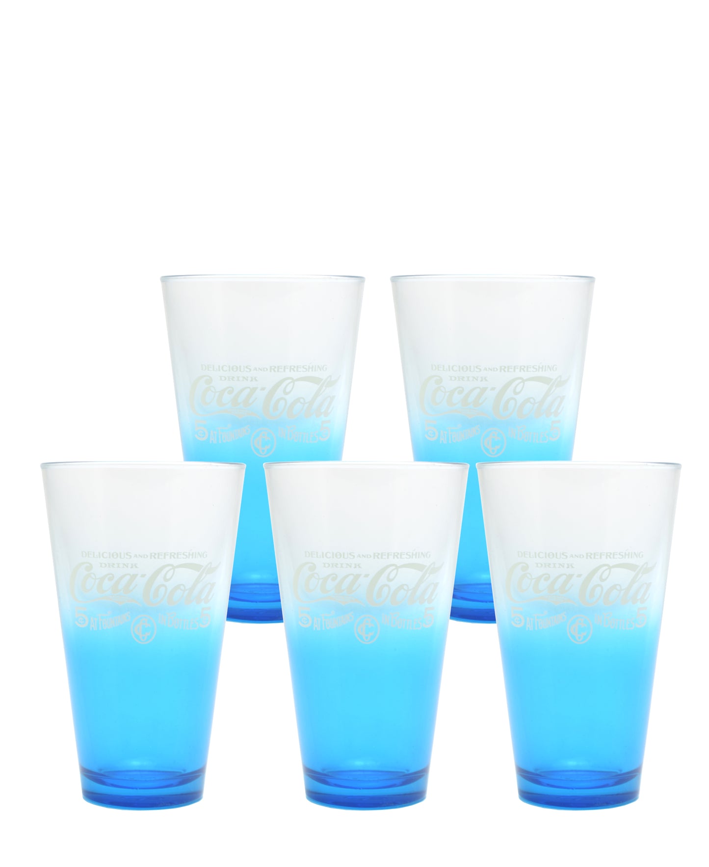 Retro Coca Cola Glass Set Of 5 - Blue