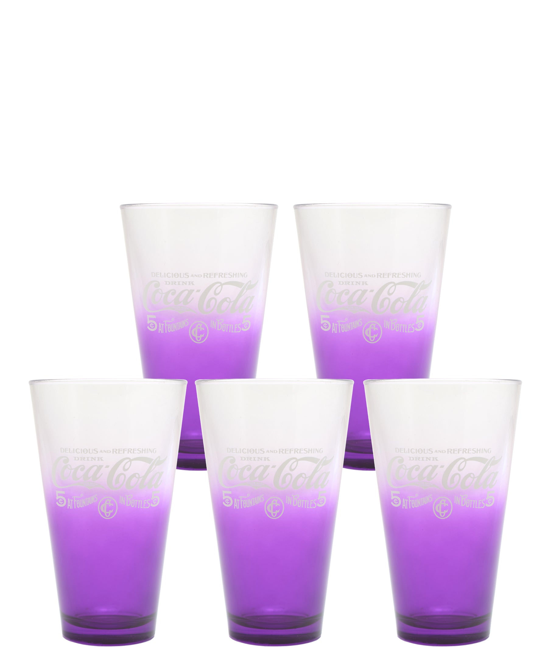 Retro Coca Cola Glass Set Of 5 - Purple