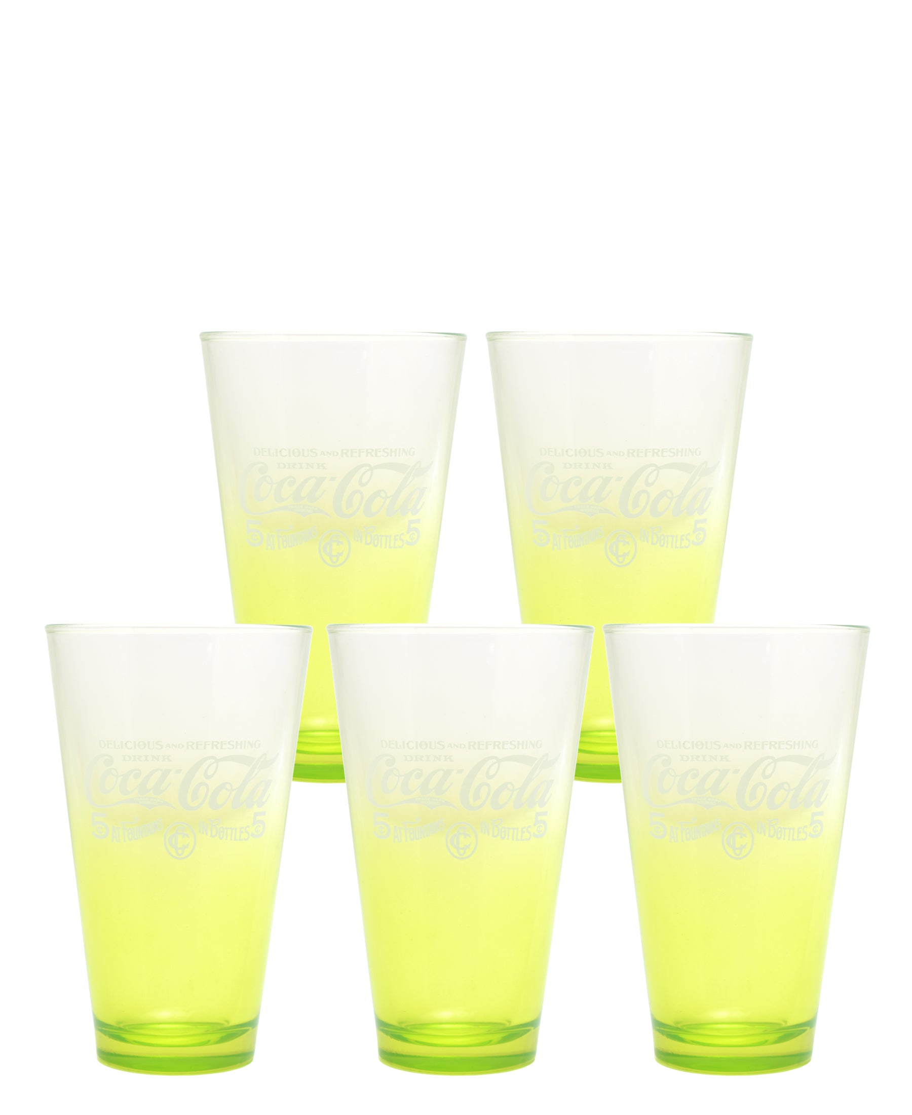 Retro Coca Cola Glass Set Of 5 - Lime