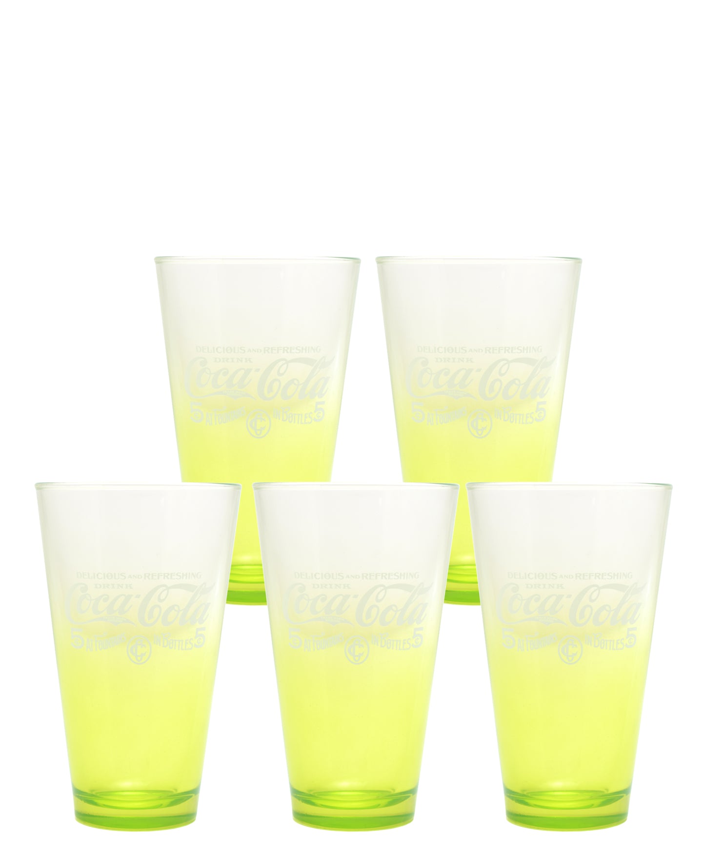 Retro Coca Cola Glass Set Of 5 - Lime