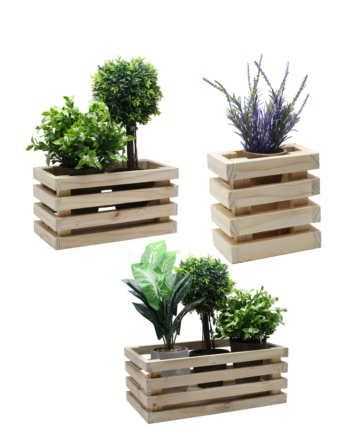 Nu Pine Small Plant Boxes Set Of 3 - Oak