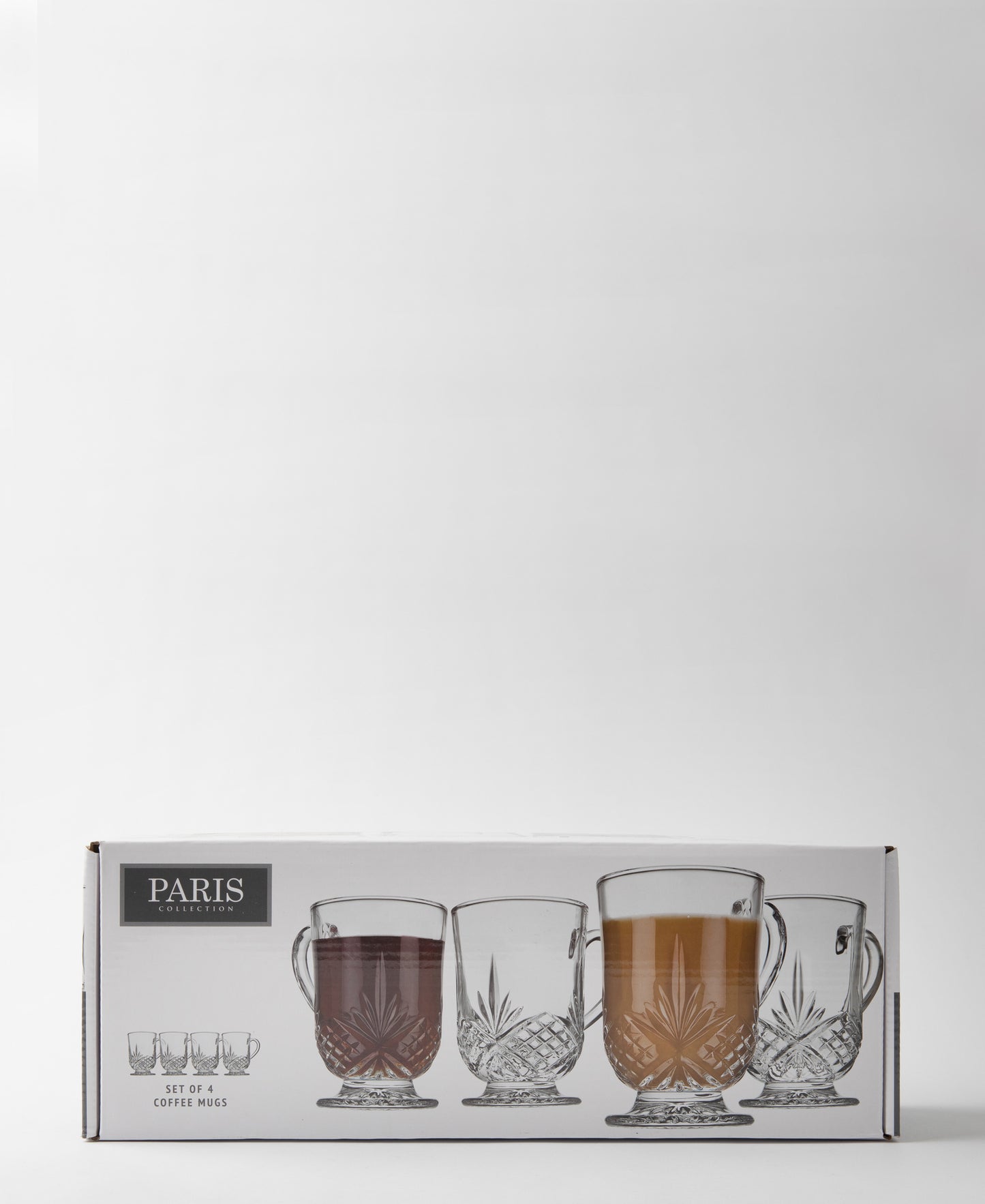 Paris Collection 4 Piece Footed Coffee Mug - Clear
