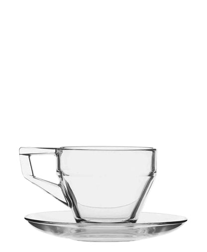 Pasabahce 12 Piece Shiny Teacup & Saucer Set - Clear