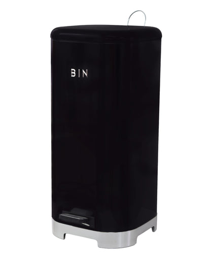 Retro Dustbin - Black & Silver