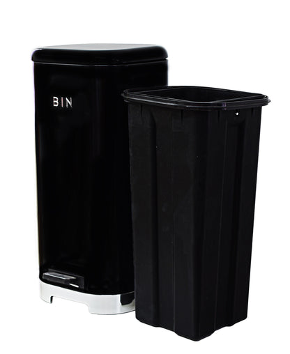 Retro Dustbin - Black & Silver