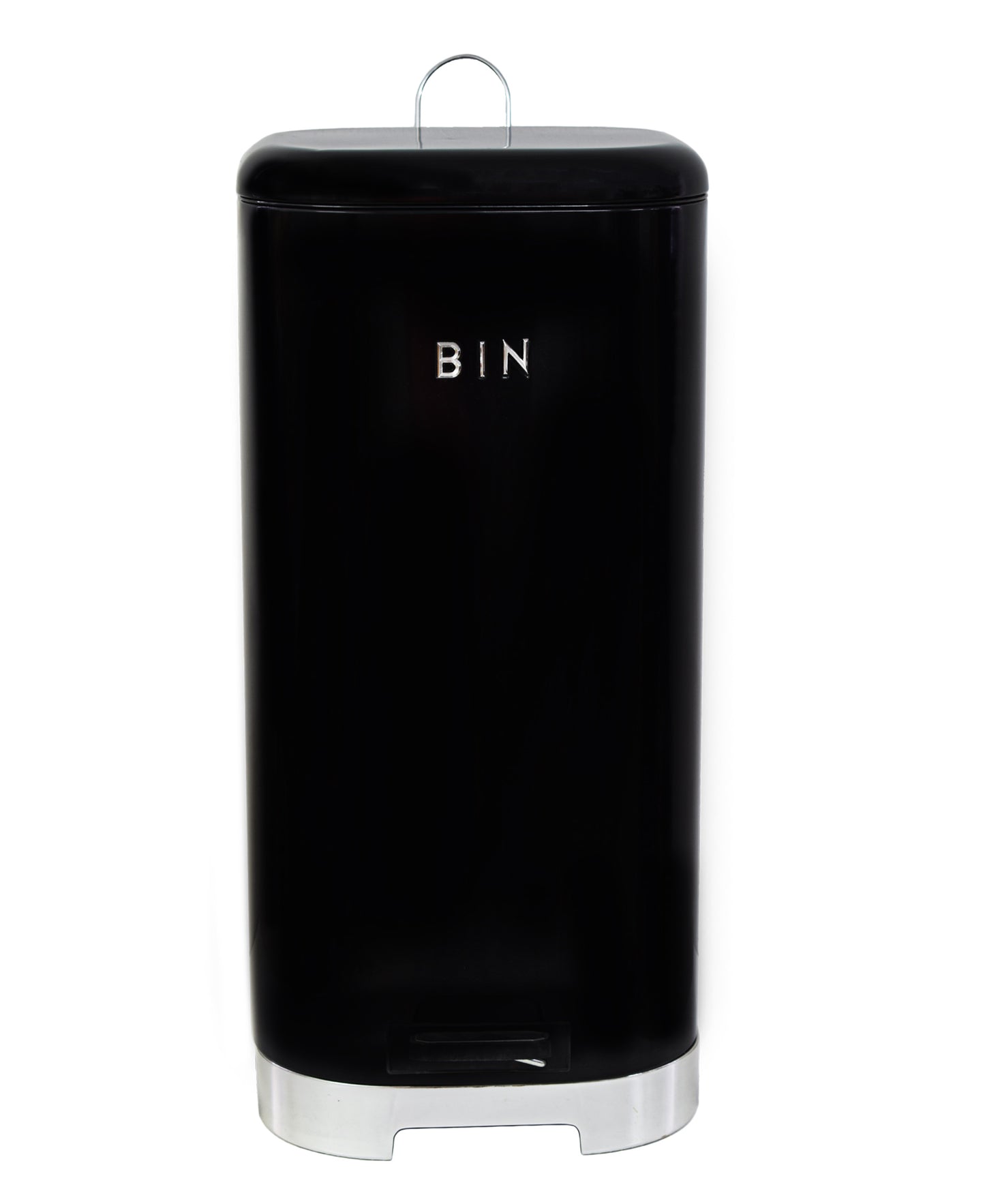 Retro Dustbin - Black & Silver