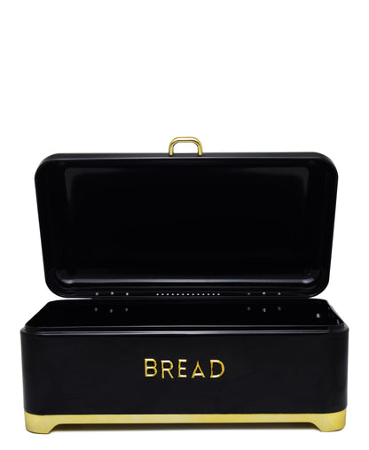 Retro Bread Bin - Black & Gold