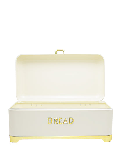 Retro Bread Bin - Cream & Gold