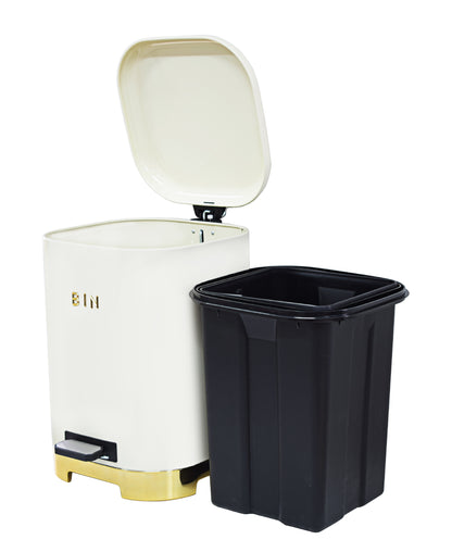 Retro Pedal Dust Bin 20Lt - Cream & Gold