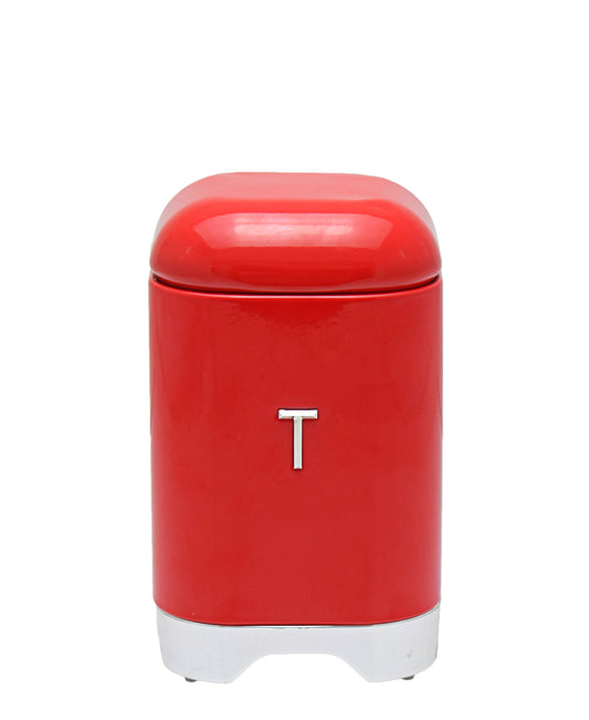 Retro Tea Tin - Red & Silver