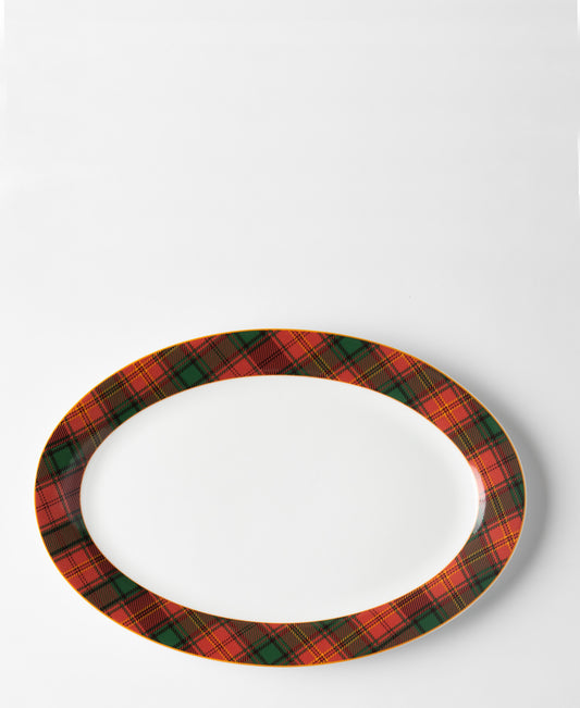 Jenna Clifford Red Tartan Oval Platter - Red