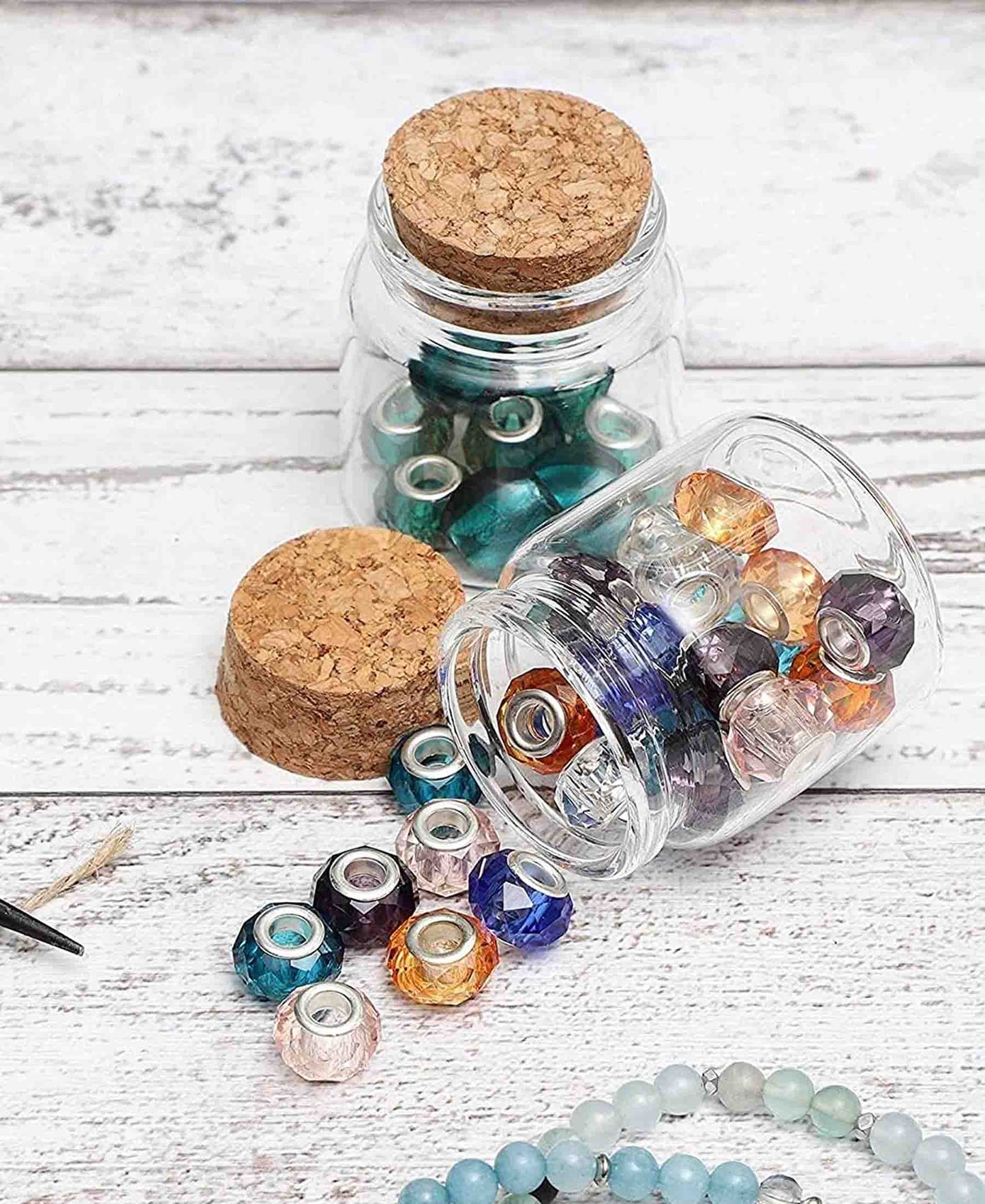 Regent 4 Piece Glass Bottle With Cork Lid 50ml - Clear