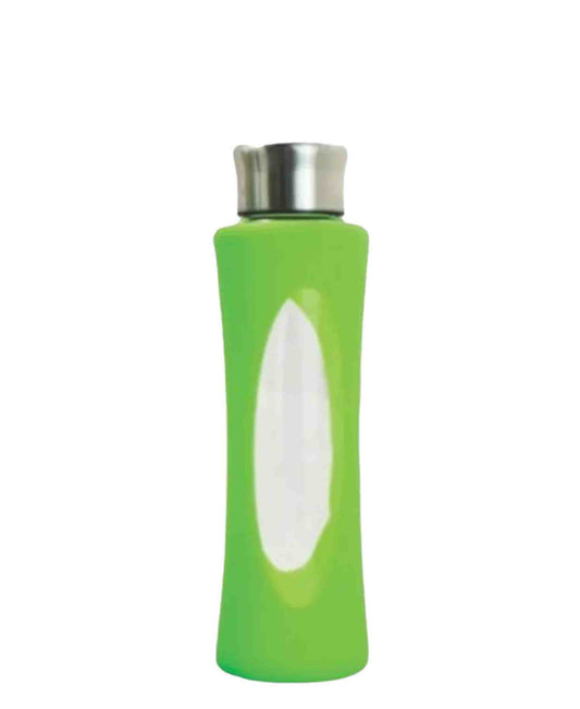 Regent 580ml Glass Water Bottle With Silicone Sleeve - Green