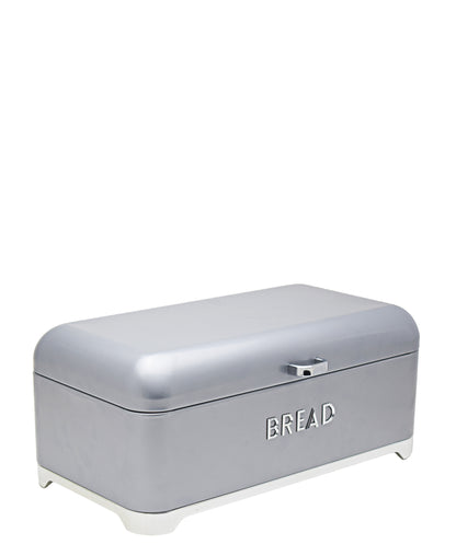 Retro Bread Bin - Grey & Silver