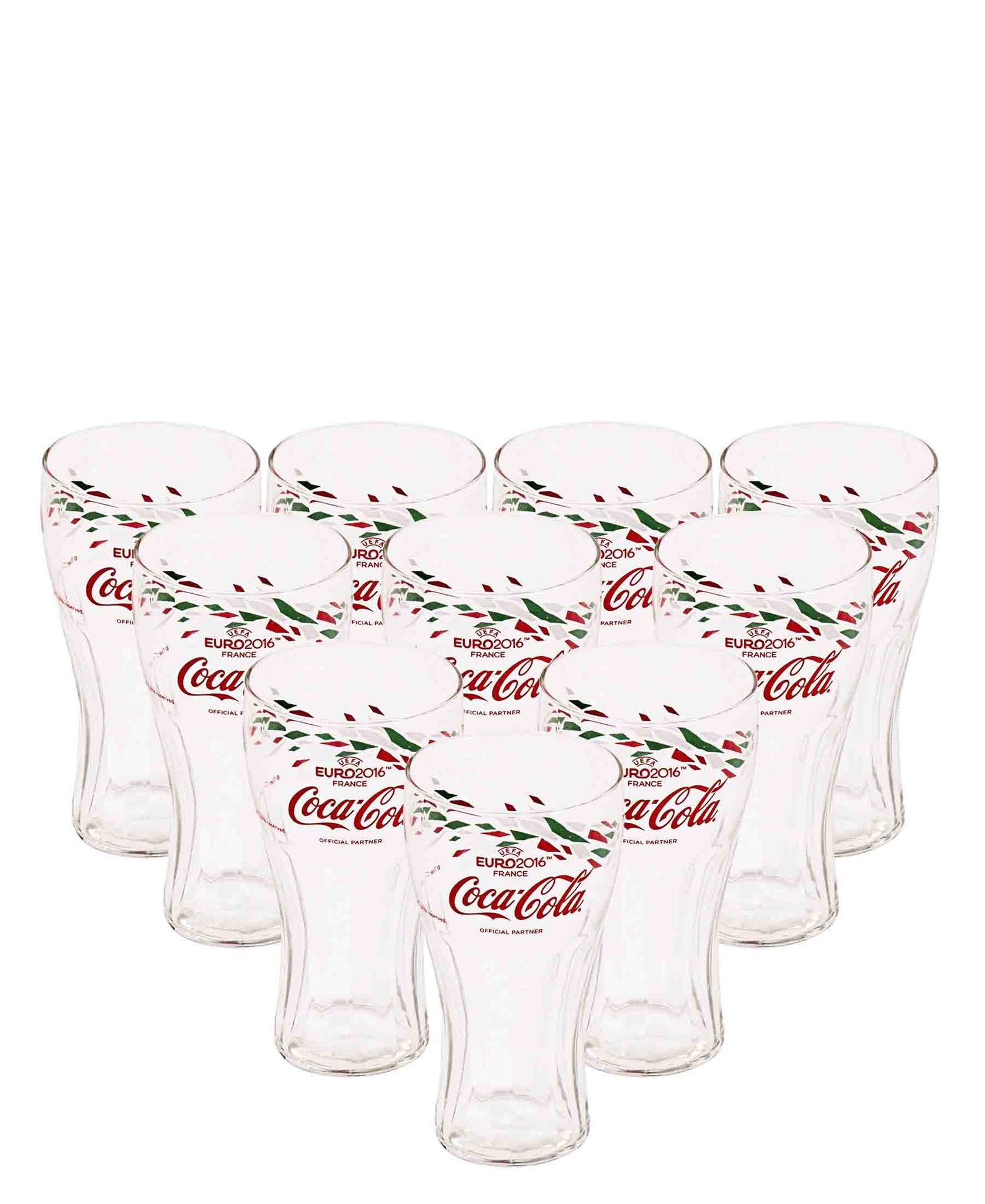 Retro Uefa 2016 France Glass 10 Piece - Clear With Pattern