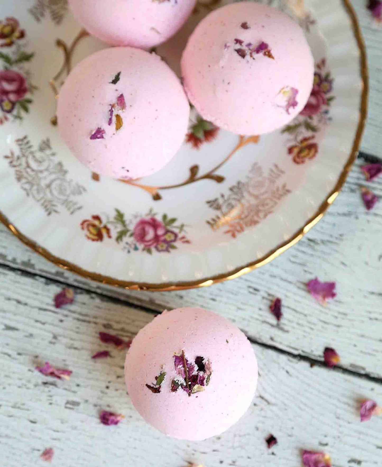 Rose petal bath bomb