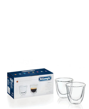 DeLonghi Double Walled Thermo Espresso Glass 2 Piece - Clear