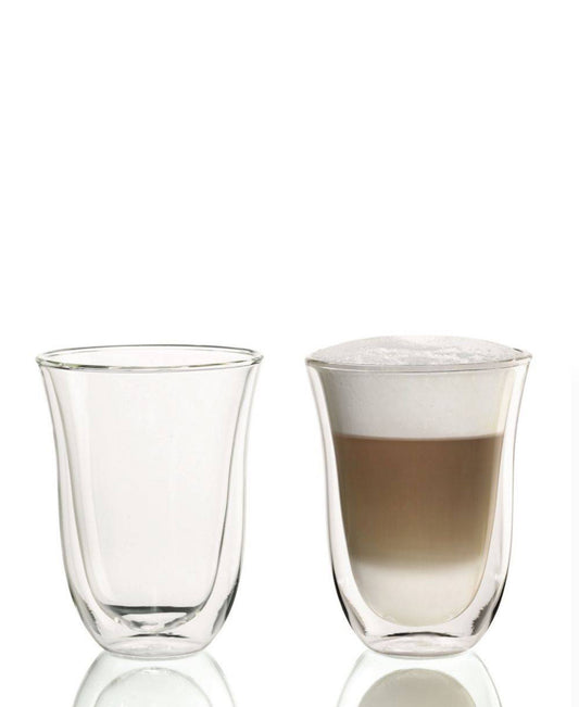 DeLonghi Double Walled Thermo Cappuccino Glass 2 Piece - Clear