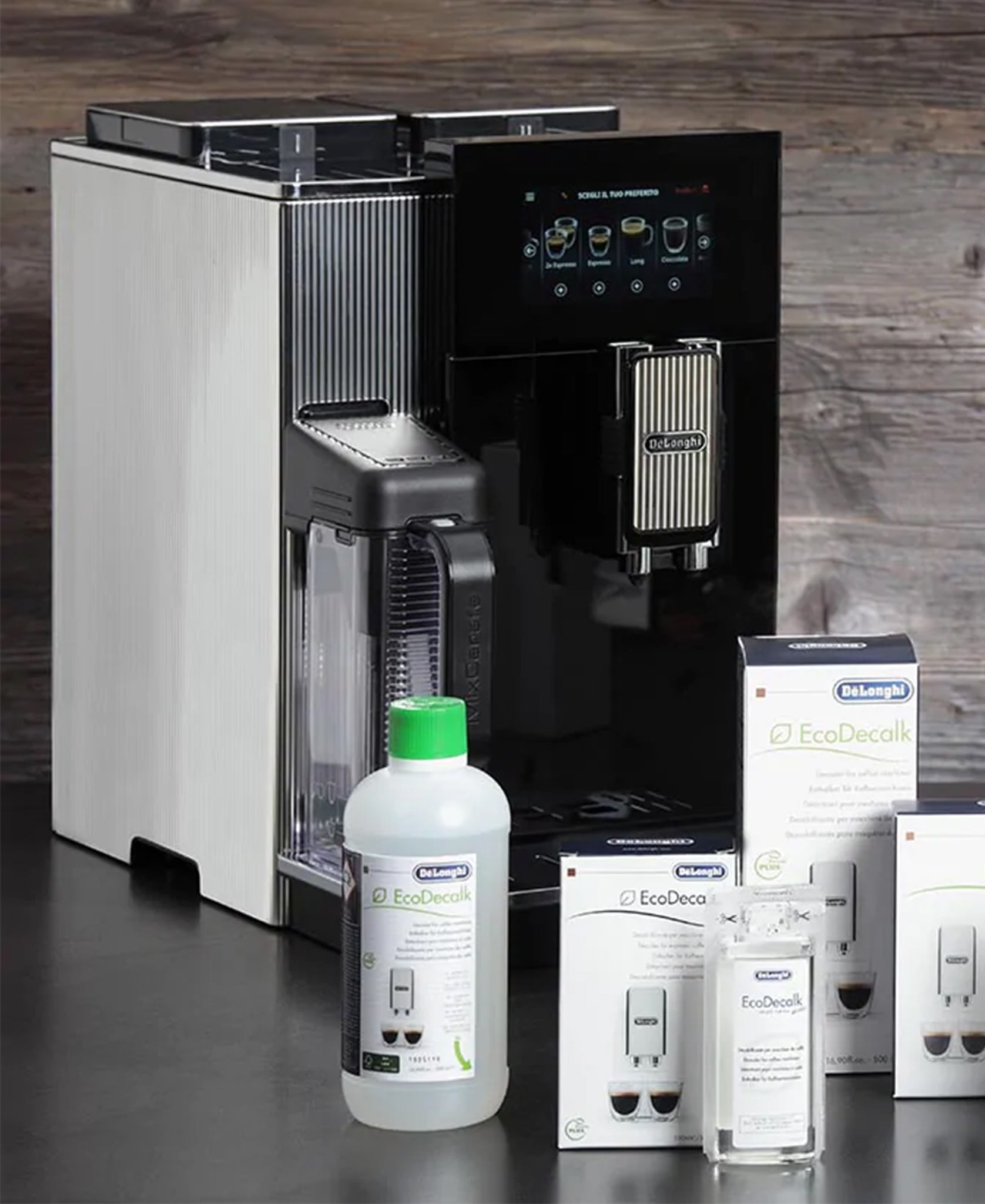 DeLonghi ontkalker EcoDecalk mini voordeelverpakking 8x 100ml voor koffieautomaten, koffiemachines - nr.: 5513292821 Nokalk DeLonghi ontkalker EcoDecalk mini voordeelverpakking 8x 100ml voor koffieautomaten, koffiemachines - nr.: 5513292821 Nokalk