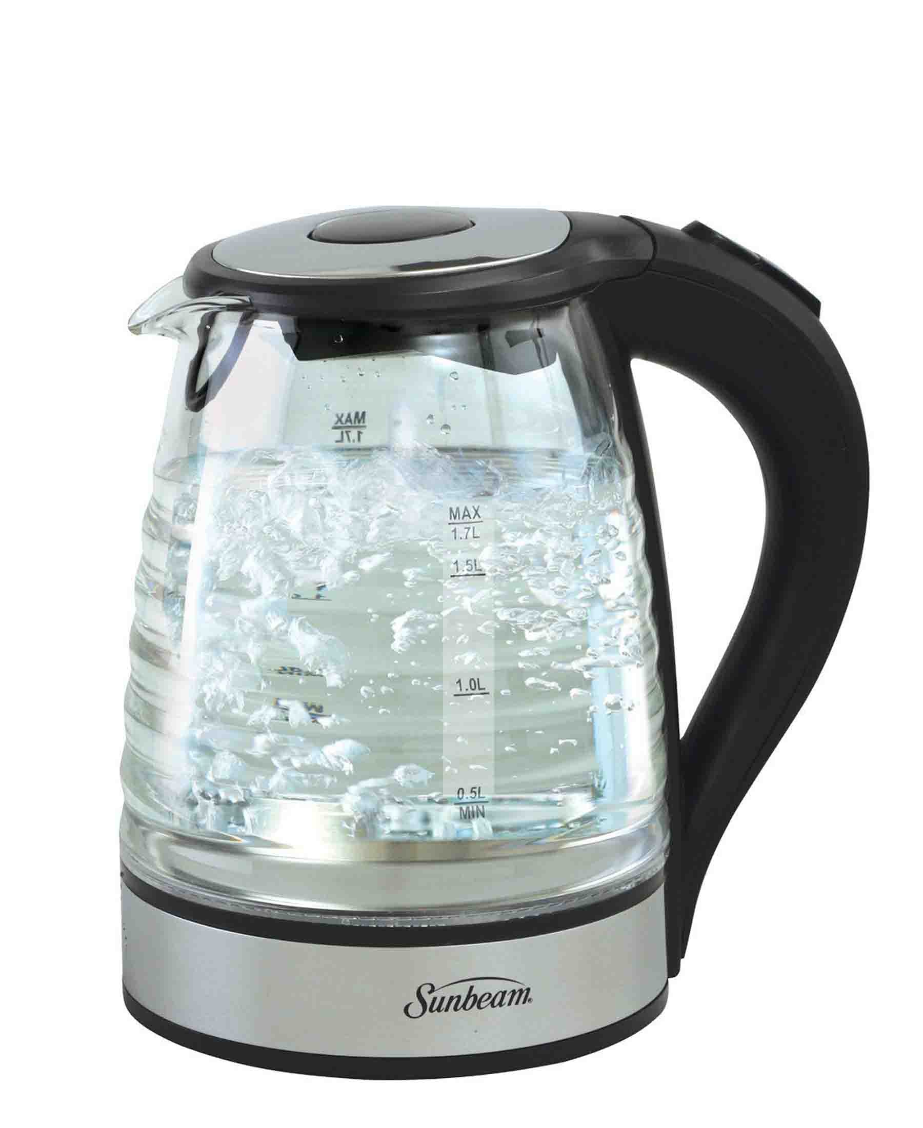 Sunbeam 1.7L Ribbed Glass Kettle Black The Culinarium