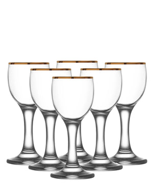 Kitchen Life 6 Piece 400ML Wine Glass - Clear With Gold Rim